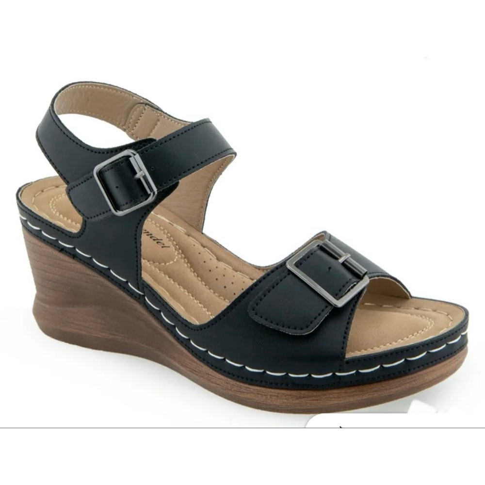 NEW Women's Alexis Bendel Black Wedge Sandals Size 10 - Picture 1 of 10